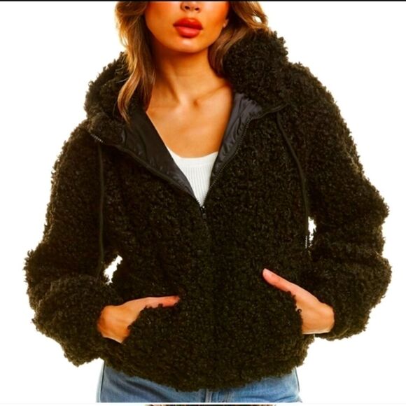 NWT Walter Baker Hooded Amanda Jacket in Black - Picture 4 of 11